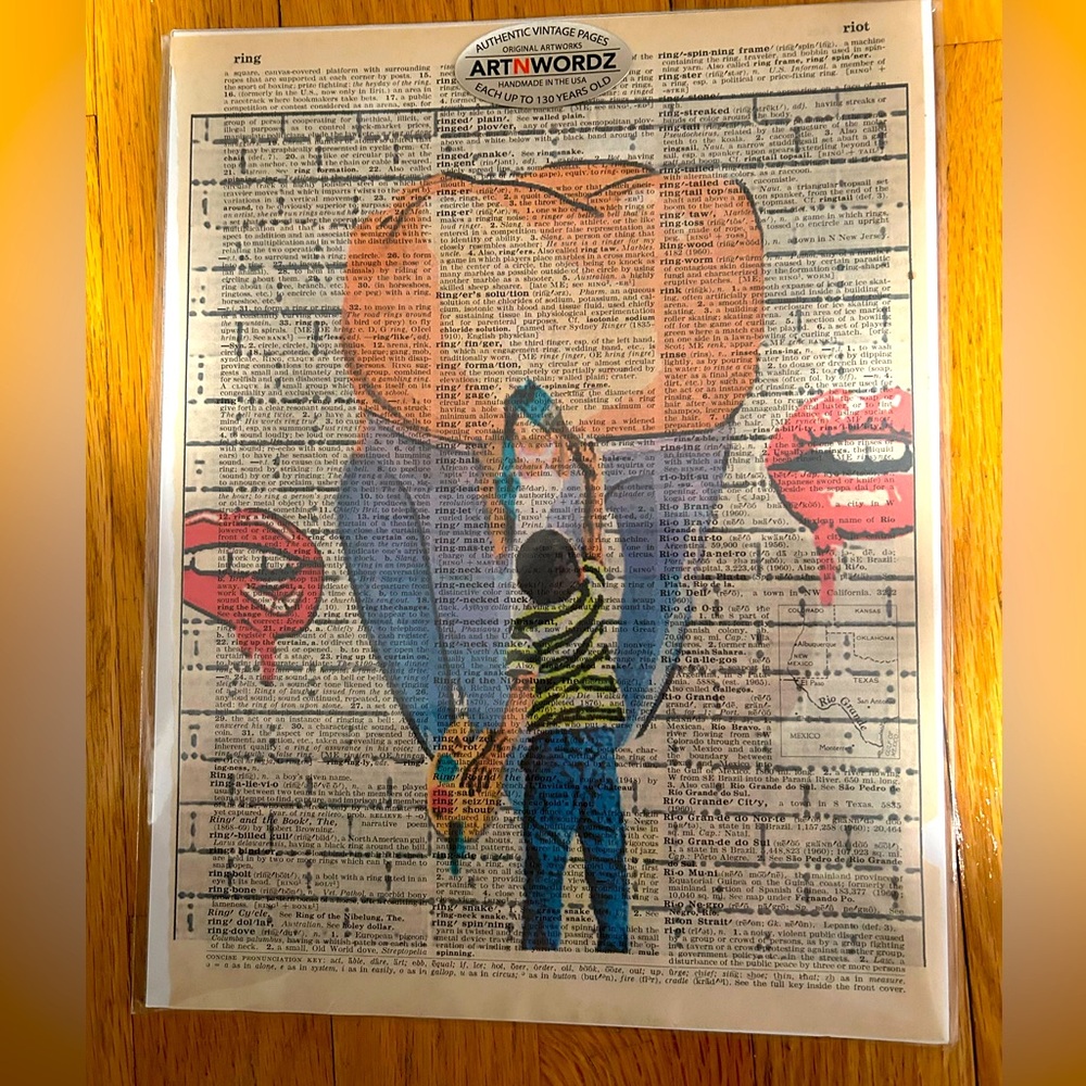 Artnwordz - Boy with paintbrush - Vintage Dictionary Page